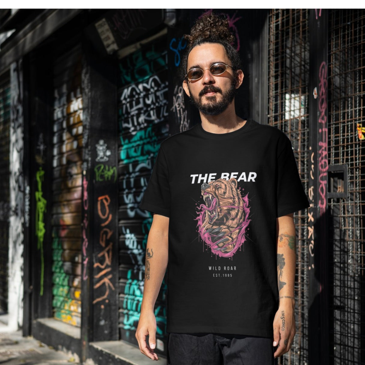 Bear Wild Roar DTF Print Tshirt