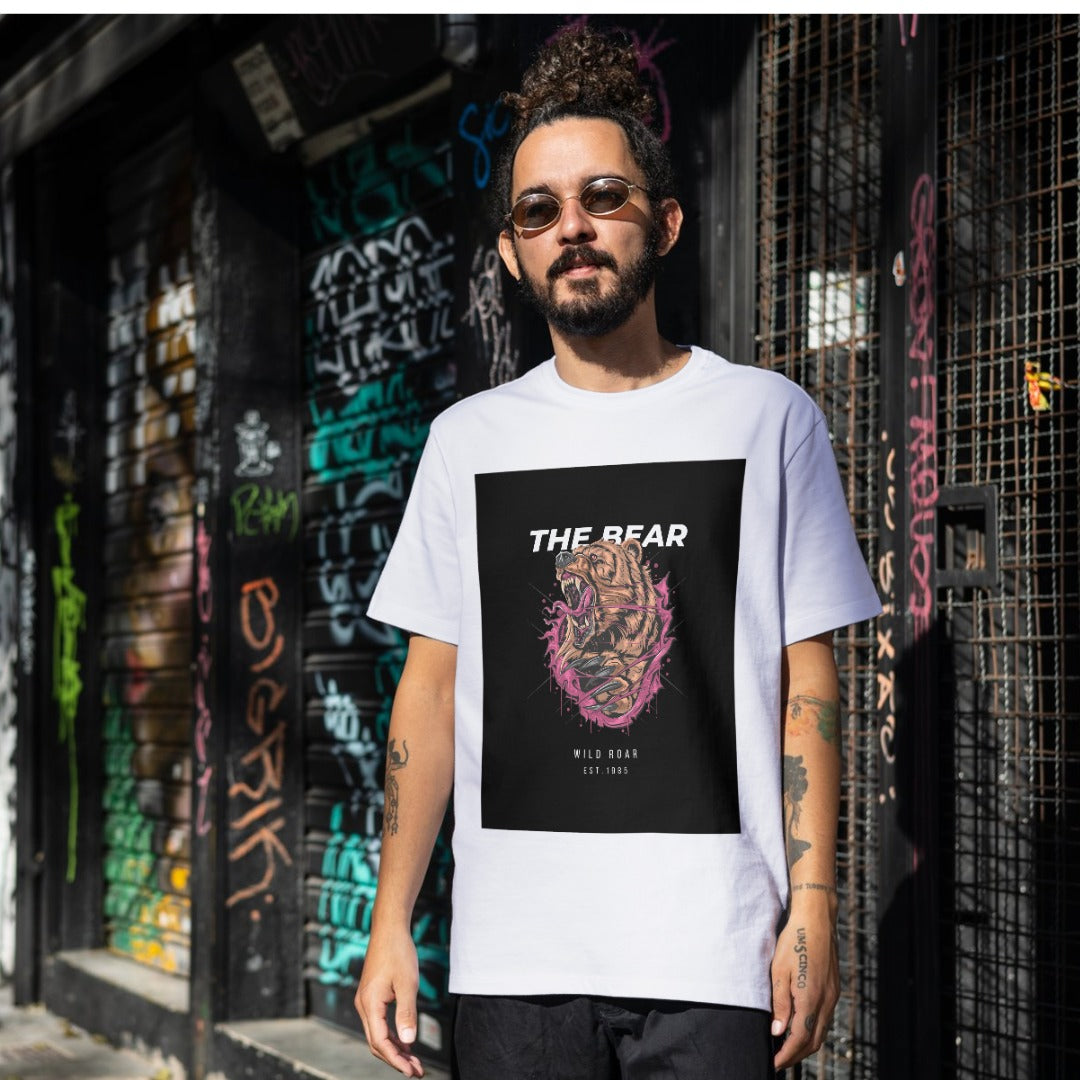 Bear Wild Roar DTF Print Tshirt