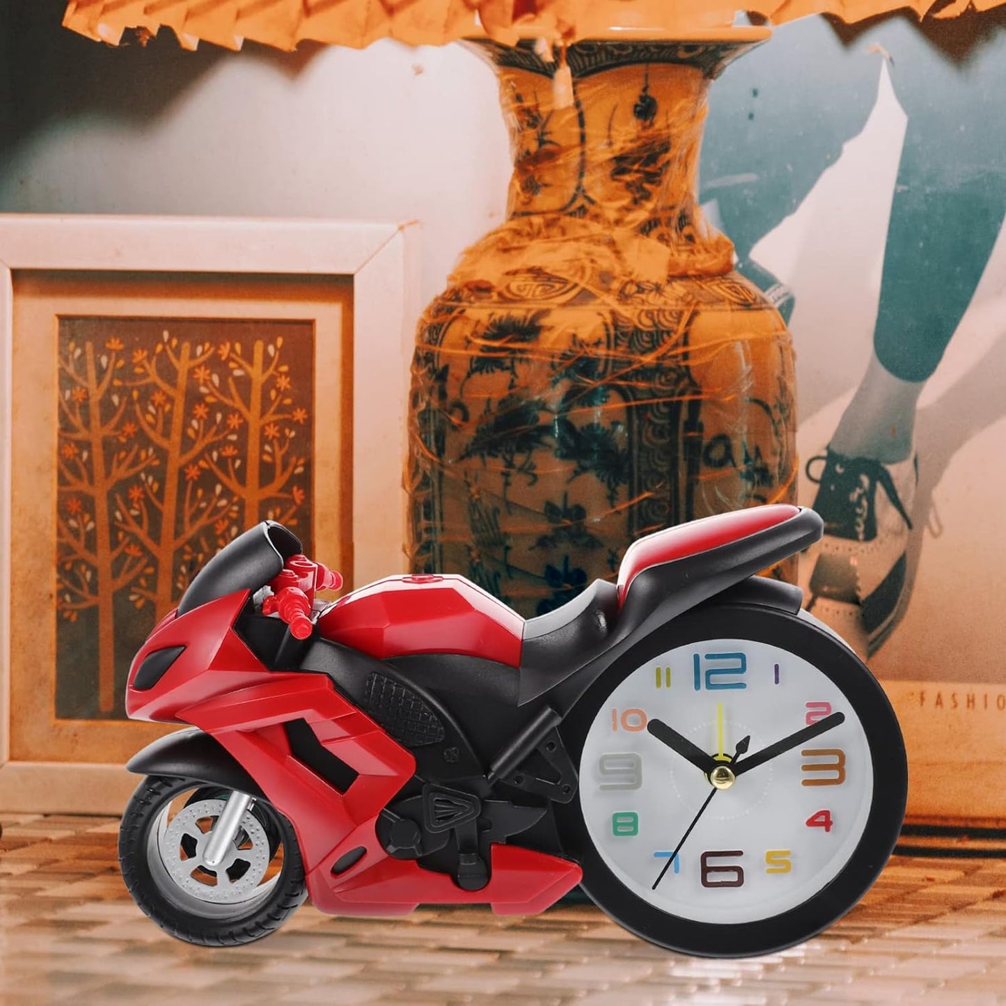 Kadio Analog Red Clock Motorcycle Model