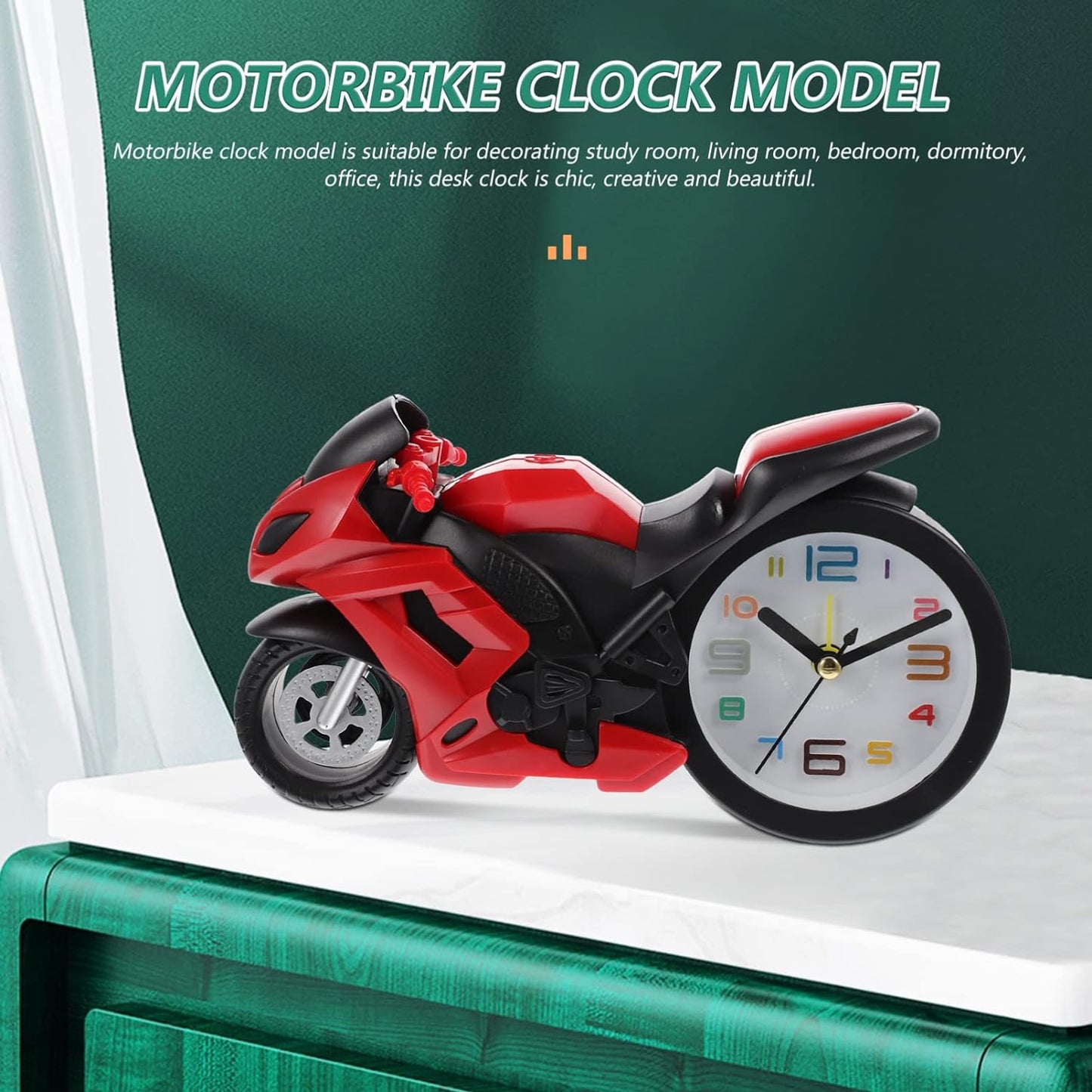 Kadio Analog Red Clock Motorcycle Model